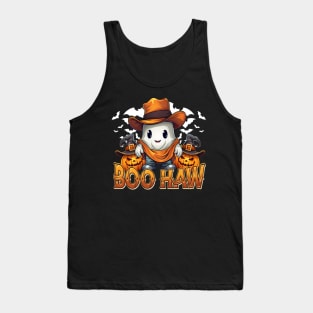 Funny Halloween Western Cowboy Cowgirl Ghost Boo Haw Spooky Tank Top